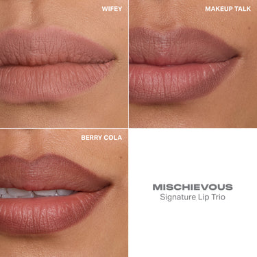 Comparison of four lip shades labeled 
